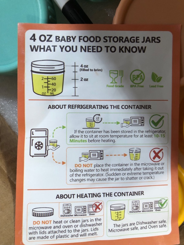 Photo 3 of 20 Pack Glass Baby Food Storage Containers - DRKIO 4 Oz Baby Food Jars with Lids Baby Food Maker Microwave Dishwasher Freezer Safe 100% Leak-Proof BPA Free