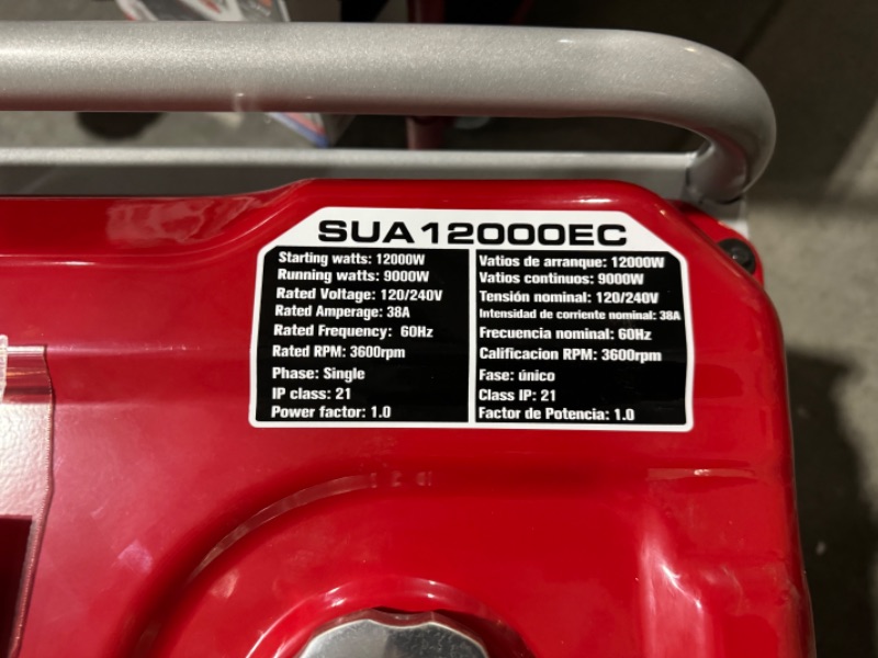 Photo 9 of A-iPower SUA12000EC 12000-Watt Gas Powered Generator W/Electric Start (CARB/EPA), 12000 Watt, Wheel Kit Included