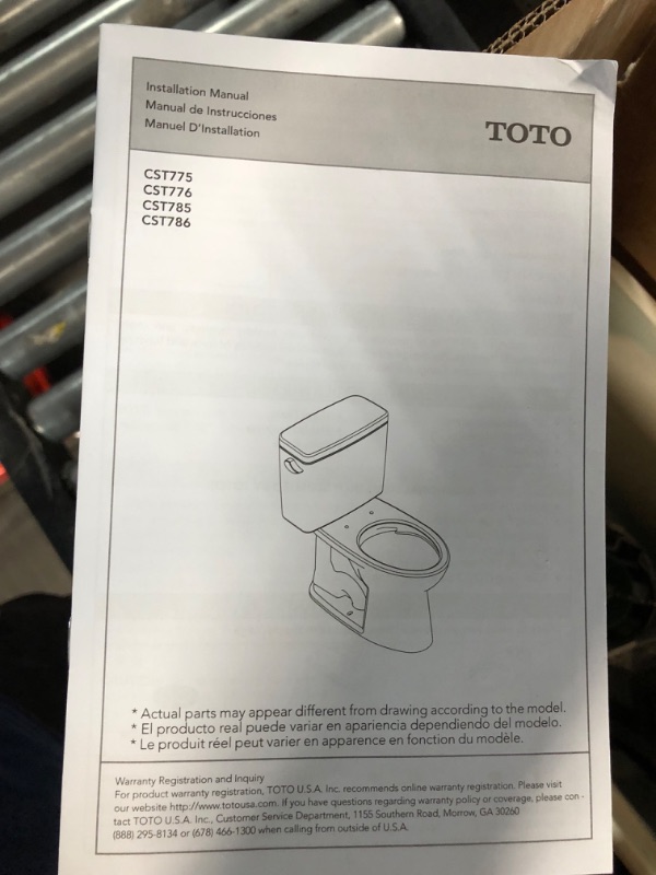 Photo 3 of **DAMAGE**
TOTO Drake Two-Piece Elongated 1.6 GPF TORNADO FLUSH Toilet with CEFIONTECT and SoftClose Seat, WASHLET+ Ready, Cotton White - MS776124CSG#01