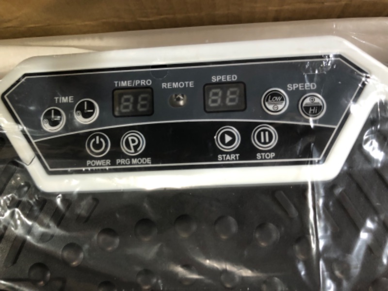 Photo 2 of Bigzzia Vibration Plate Exercise Machine 10 Modes Whole Body Workout Vibration Fitness Platform w/ Loop Bands Jump Rope Bluetooth Speaker Home Training Equipment for Weight Loss & Toning white