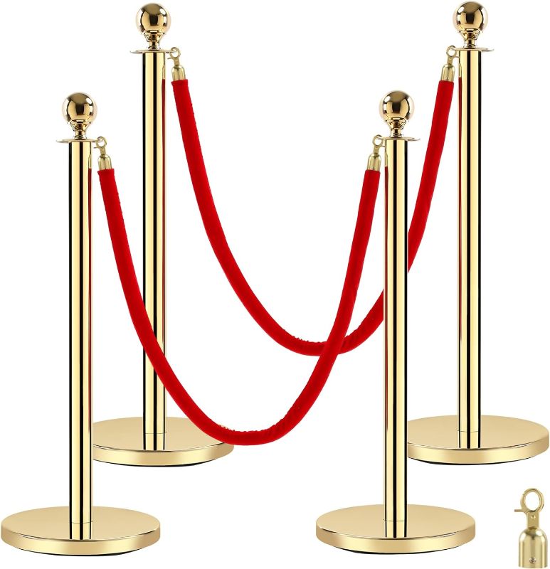 Photo 1 of  Red Carpet Ropes and Poles,5 ft/1.5 m Velvet Red Ropes