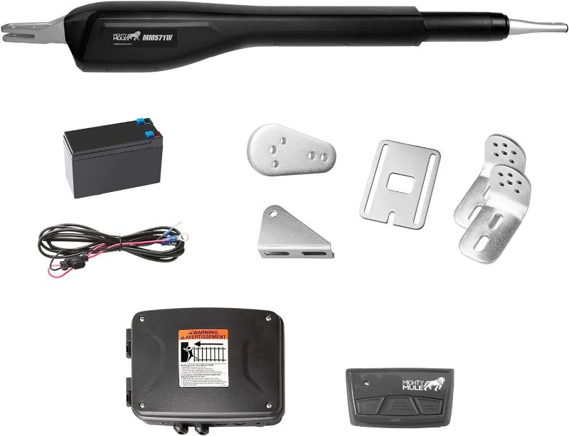 Photo 1 of ****PARTS ONLY***
Mighty Mule MM571W Heavy Duty Automatic Gate Opener Smart and Solar Ready, Up to 18ft Long or 850lb, Black