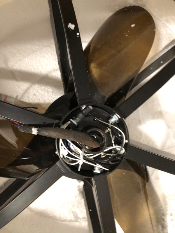 Photo 2 of **READ NOTES BELOW***MADSHNE 32" Caged Ceiling Fans with Lights and Remote, Farmhouse Ceiling Fan Light for Living Room,Black Rustic Chandelier Ceiling Fans (Bulbs Included) 32" ( 6 Lamp Bases )