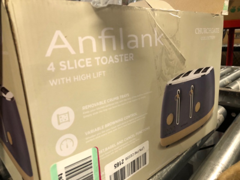 Photo 1 of Anfilank 4-Slice Toaster, Retro Toaster with Long Extra-Wide Slots and Removable Tray, Cancel/Bagel/Reheat Function, 6 Shape Options, BPA free(Grey)