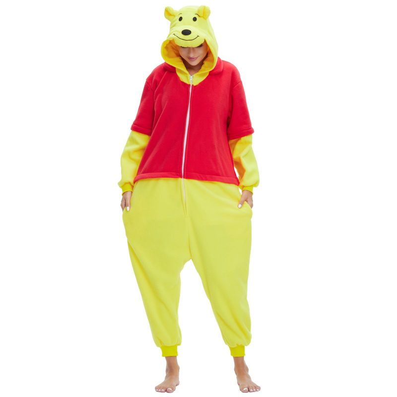 Photo 1 of Adult Onesie Pajamas Unisex Animal One-Piece Cartoon Costume Cosplay Homewear Sleepwear Partywear For Men Women Medium Yellow Bear