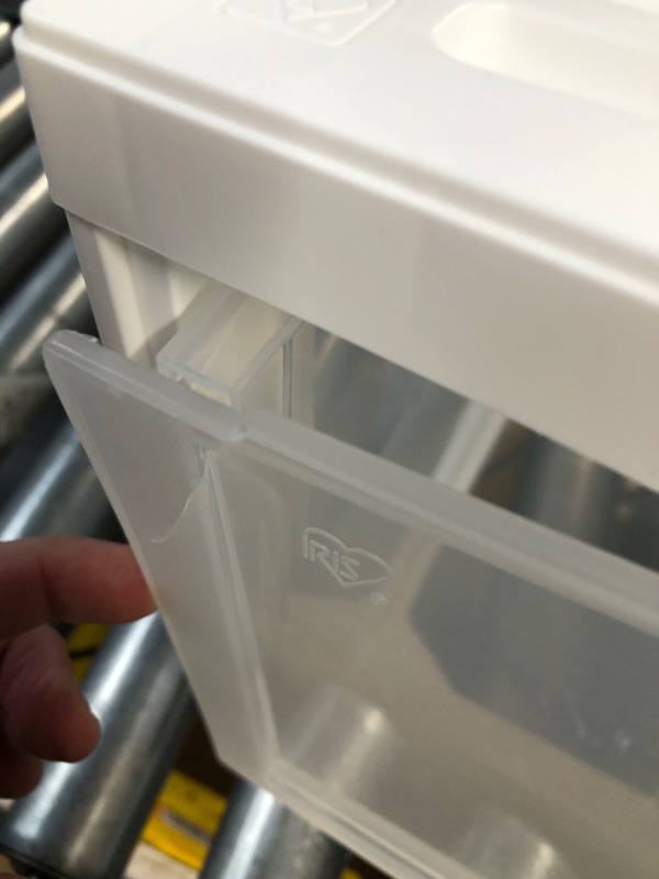 Photo 2 of **DAMAGE**
IRIS USA 47 Quart Extra Large Stacking Storage Drawer, Plastic Drawer Organizer with Clear Doors 2-Pack, White White 47 Qt.