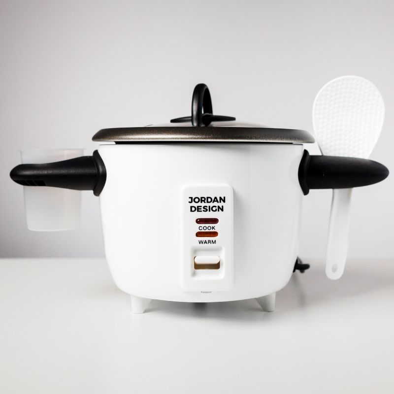 Photo 1 of Jordan Design Easy Find Rice Cooker 6-cup (cooked), Rice Cooker 3 cups (UNCOOKED), One Touch Rice Cooker, White, Small Rice Cooker