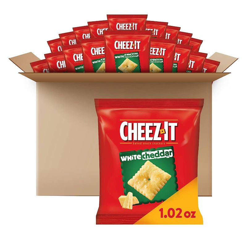 Photo 1 of 
Cheez-It Cheese Crackers, Baked Snack Crackers, Lunch Snacks, White Cheddar (40 Packs)
