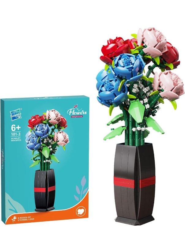 Photo 1 of Flowers Bouquet Building Set 9 Roses (768 pcs)