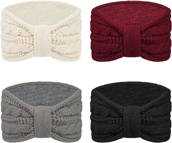 Photo 1 of  4 Pack Winter Headbands for Women Knitted Ear Warmer Headband Crochet Bow Twist Head Wraps