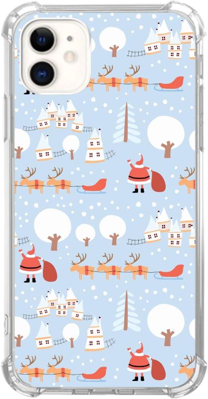 Photo 1 of Lemifelgby Santa's Sleigh Reindeer Case Compatible with iPhone 12 and iPhone 12 Pro, Winter Christmas Snow Case for iPhone 12 & 12 Pro for, Cool TPU Bumper Phone Case Cover