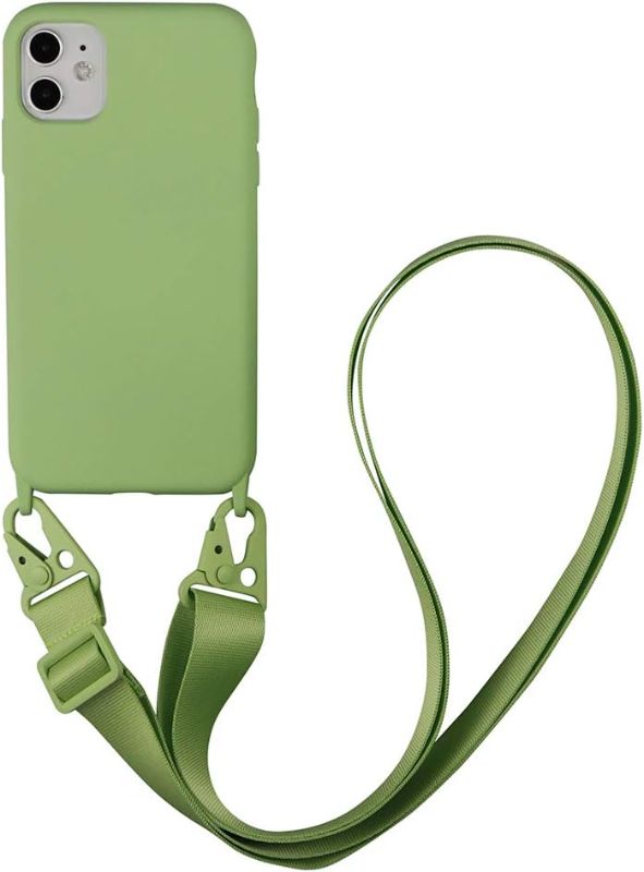 Photo 1 of iPhone 13 Mini, 13 Pro and 13 Pro Max - Silicone Phone Case with Lanyard (Light Green, iPhone 13 pro Max)
