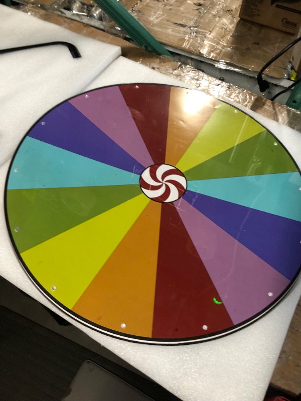 Photo 2 of *READ NOTES*
ARTISHION 5 in 1 Color Prize Wheel - 24 Inch Wall Mounted or Tabletop Roulette Spinning Wheel, Heavy Duty Metal Base with Dry Erase Marker and Eraser for Trade Show, Carnival, Win Fortune Spin Games 24 Inch Dual Use Heavy Duty Prize Wheel