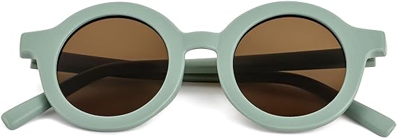 Photo 1 of  Cute Round Sunglasses for Kids Girls Boys Age 3-8 UV400 Protection (green/brown)