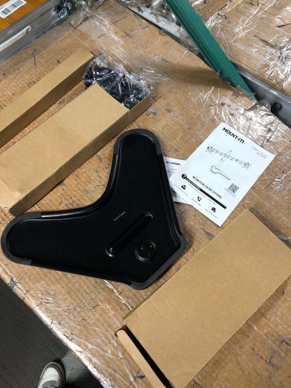 Photo 1 of *FOR PARTS ONLY* NON FUNCTIONAL
Mount-It! Dual Monitor Stand for Desks, Dual Monitor Arm Fits 2 Monitors max. 32" / 19.8 lbs, Full Motion Adjustment Monitor Stand with Sturdy Freestanding Base, Incl. Smartphone Slot, Black