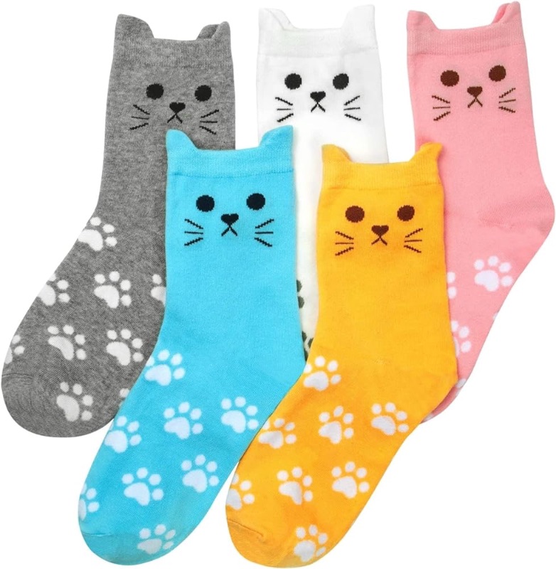 Photo 1 of 5 Pairs Womens Funny socks Cozy Cute Printed Patterned Fun Socks Novelty Cat Socks for Women Gifts