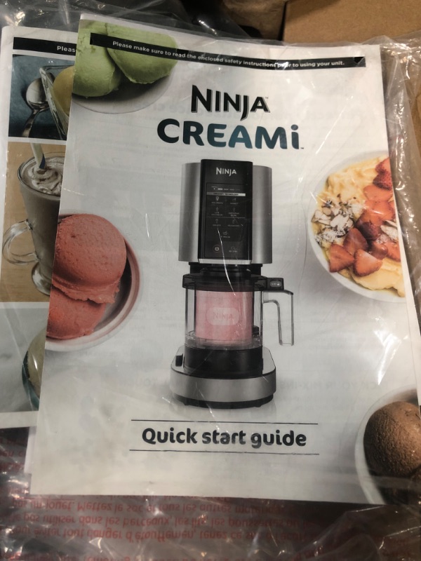 Photo 4 of **NONREFUNDABLE**FOR PARTS OR REPAIR**SEE NOTES**
Ninja NC301 CREAMi Ice Cream Maker, for Gelato, Mix-ins, Milkshakes, Sorbet, Smoothie Bowls & More, 7 One-Touch Programs, with (2) Pint Containers & Lids, Compact Size, Perfect for Kids, Silver Silver 7 Fu