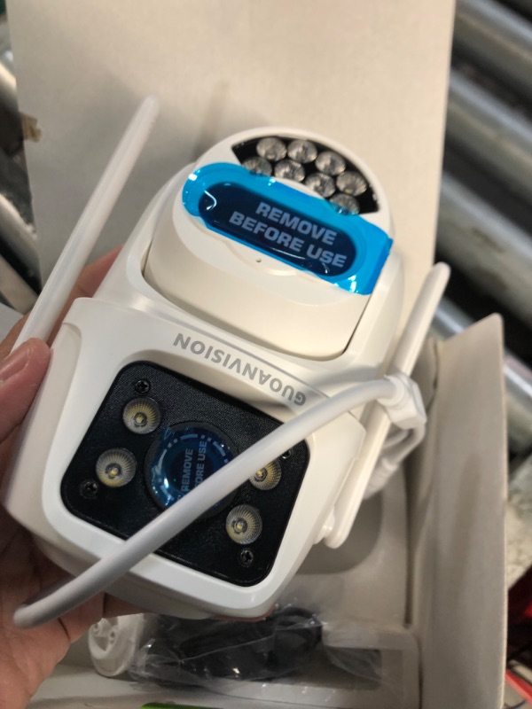 Photo 1 of GUOANVISION Security Cameras Outdoor, 2K Dual Lens Cameras for Home Security Outside 360° PTZ WiFi Surveillance Camera Waterproof, Motion Detection, 2-Way Talk, Color Night Vision, 24/7 Recording White