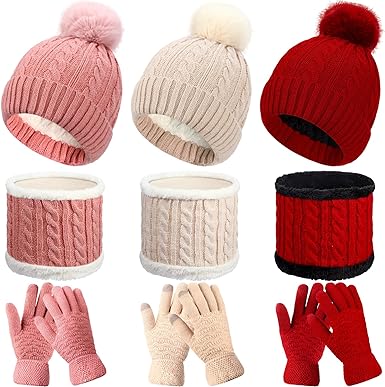 Photo 1 of (SIMILAR TO, NO REFUNDS)Liitrsh 9 Pcs Winter Beanie Hat Scarf Touchscreen Gloves Set Cold Weather Beanie Gloves Neck Warmer Set