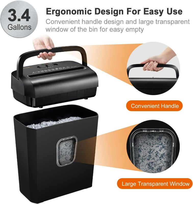 Photo 4 of (READ FULL POST) Bonsaii 6-Sheet Micro-Cut Paper Shredder, P-4 High-Security for Home & Small Office Use, Shreds Credit Cards/Staples/Clips, 3.4 Gallons Transparent Window Wastebasket, Black (C234-A)
