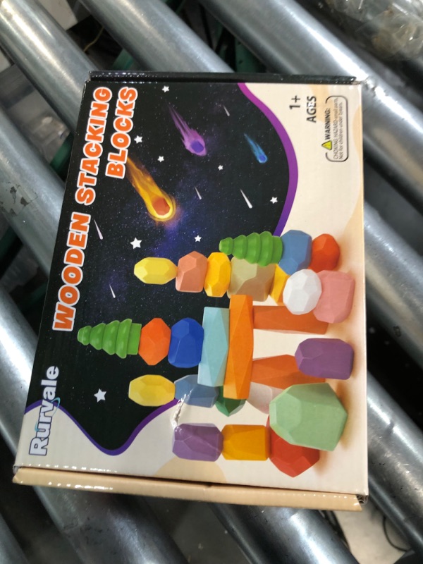 Photo 2 of 40PCS Wooden Stacking Rocks Toys,