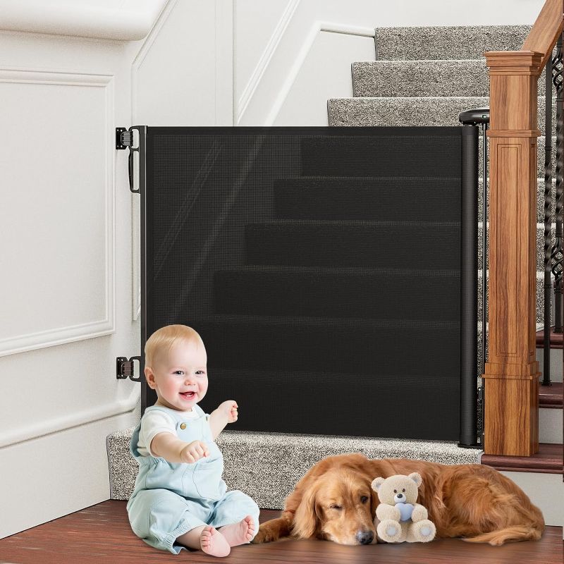 Photo 1 of Retractable Baby Gates for Stairs, PRObebi Retractable Dog Gate Indoor Extends 