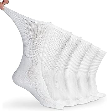 Photo 1 of Diabetic Socks for Men & Women, 6 Pairs Crew/Ankle Socks with Cushion, Non-Binding, Extra Wide Top, Loose Fit
