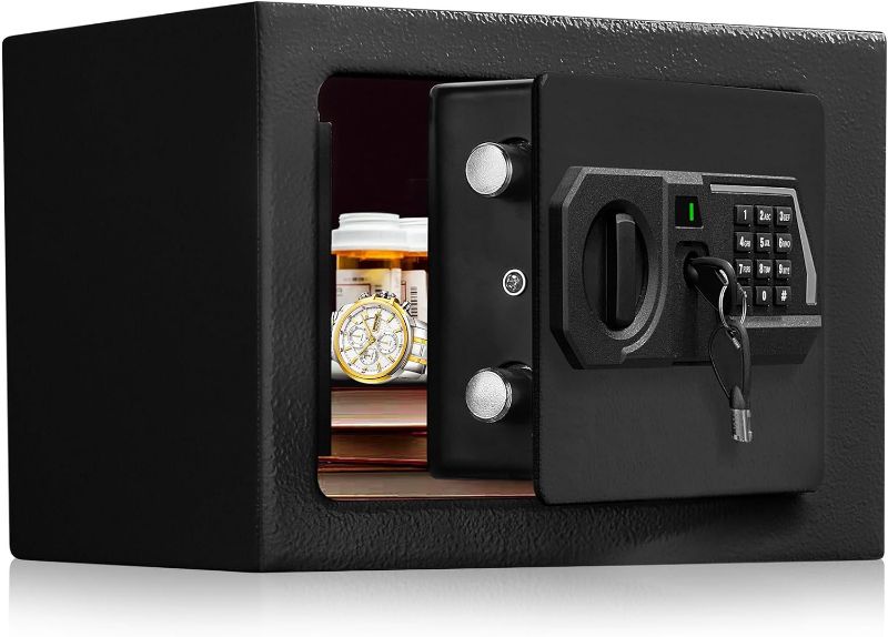 Photo 1 of (stock photo for reference)
Small Personal Safe Box 0.3 Cu Ft- Electronic Digital Security Safe Steel Construction Hidden with Key Lock, Wall or Cabinet Safety Box for Home Office Hotel Business Jewelry Gun Cash Money