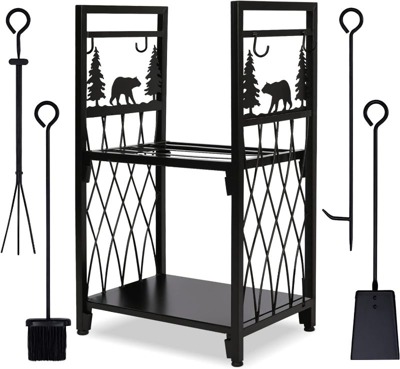 Photo 1 of (READ FULL POST) MYFIREPLACEDIRECT Firewood Rack with 4 Fireplace Tools, Outdoor Heavy-Duty 