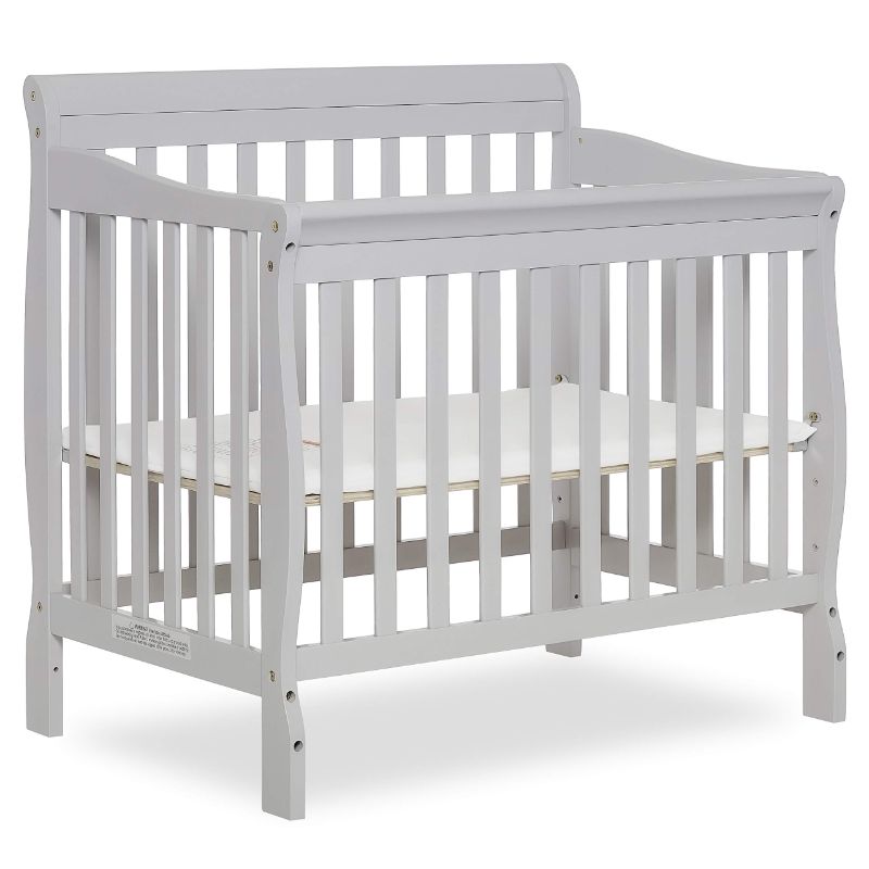 Photo 1 of Dream On Me Aden 4-in-1 Convertible Mini Crib In Grey, Greengard Gold Certified