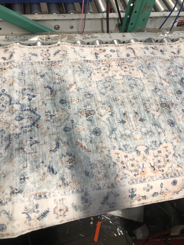 Photo 1 of  2x8 Blue Runner Rug Washable Non Slip Soft Kitchen Rug 