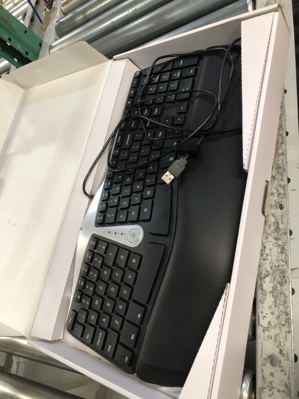 Photo 2 of Nulea Ergonomic Keyboard, Wired Split Keyboard with Pillowed Wrist and Palm Support, Featuring Dual USB Ports, Natural Typing Keyboard for Carpal Tunnel, Compatible with Windows/Mac