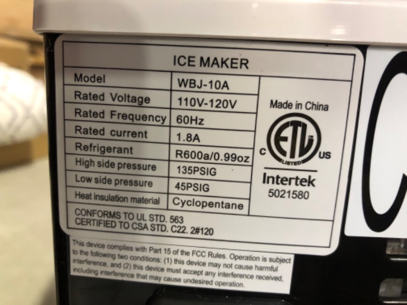 Photo 4 of ***USED - NO PACKAGING - POWERS ON - UNABLE TO TEST FURTHER***
Countertop Ice Maker, Ice Maker Machine 6 Mins 9 Ice