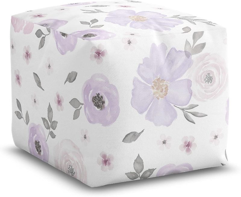 Photo 1 of *SIMILAR TO STOCK*** Purple Boho Floral Girl Ottoman Pouf Cover Unstuffed Poof Floor Footstool Square Cube