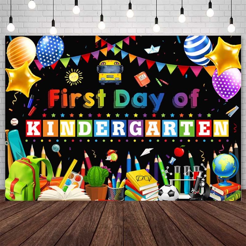 Photo 1 of ***NON-REUFUNDABLE**
7x5ft Welcome Back to School Backdrop Black First Day of Kindergarten PACK OF 2