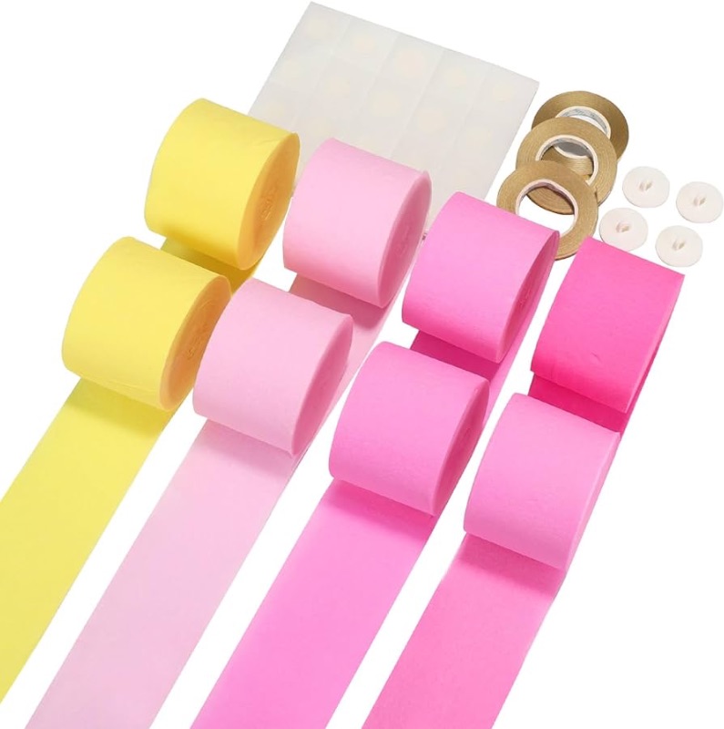 Photo 1 of ***NON-REFUNDABLE**
Crepe Paper Streamers,All-in-1 8 Rolls Pink Streamer Backdrop Set PACK OF 2 