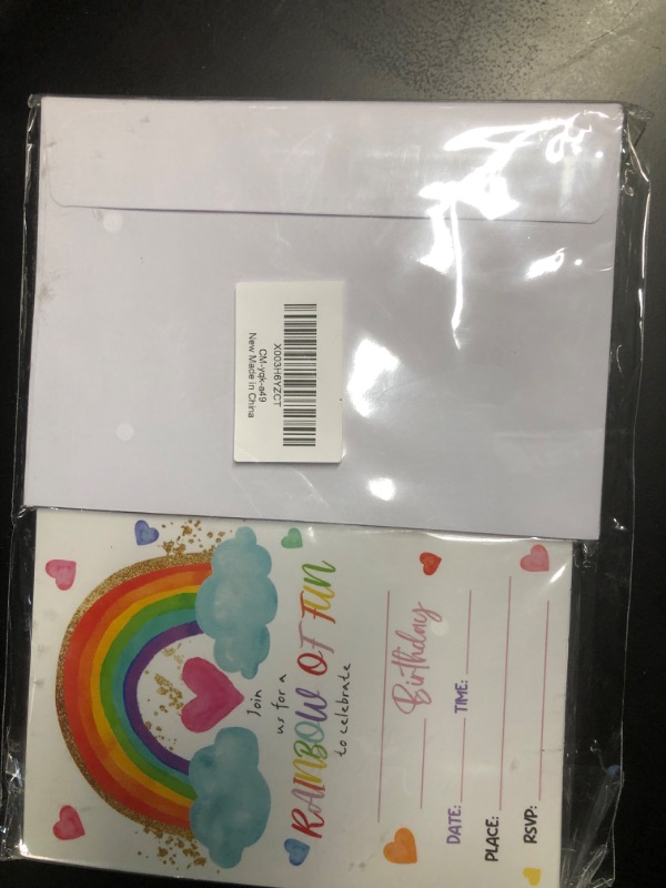 Photo 2 of Rainbow Birthday Party Invitations with Envelopes (20-Pack), 4"x6" Rainbow Cloud