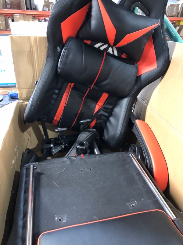 Photo 3 of Gaming Chair Massage with LED RGB Lights and Footrest Ergonomic Computer Gaming Chair with High Back Video Game Chair with Adjustable Lumbar Support Red and Black Red+black