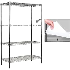 Photo 1 of 4-Shelf Shelving Unit with Shelf Liners Set of 4, Adjustable, Metal Wire Shelves, 150lbs Loading Capacity Per Shelf, Shelving Units and Storage for Kitchen and Garage (30W x 14D x 47H) Black