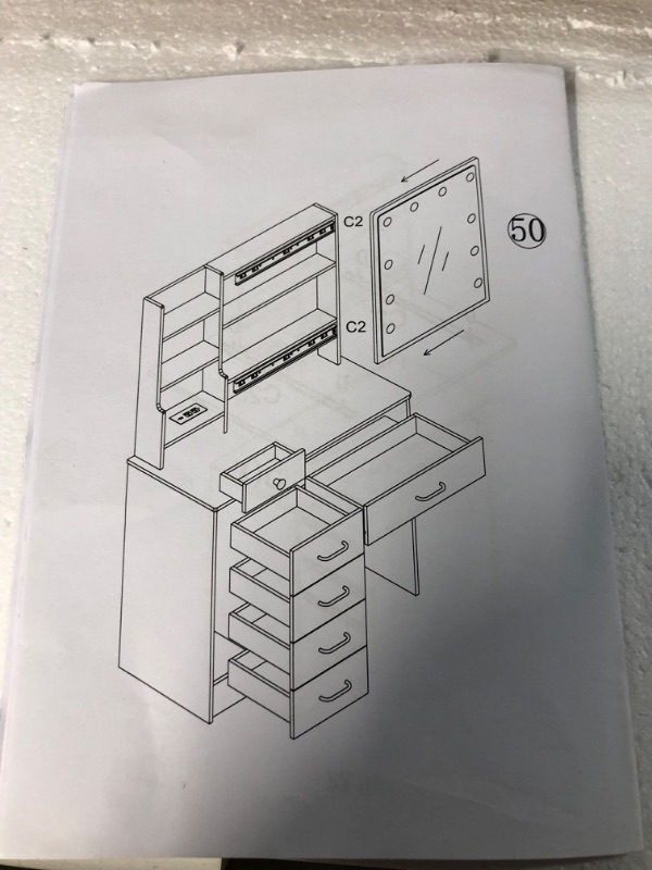 Photo 1 of Vanity Desk with LED Lighted Mirror White (Vanity Set T07)