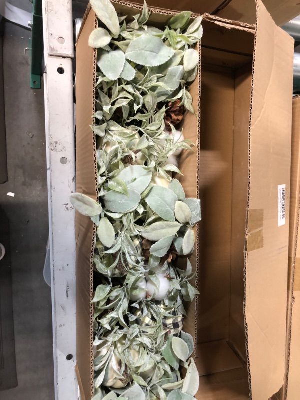Photo 3 of Pumpkin Potted Artificial Eucalyptus Plants with Pine Cones 18inch