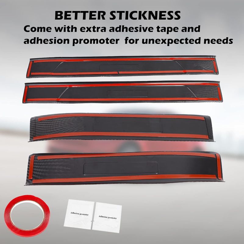 Photo 5 of for Tesla Model 3 Door Sill Protector, 4-Piece ABS Glossy Carbon Fiber Door Entry Protector Strips for Tesla Model 3 Accessories, Outer Side ID020-C-O Model 3 Glossy Carbon Fiber-Doorsill Outer