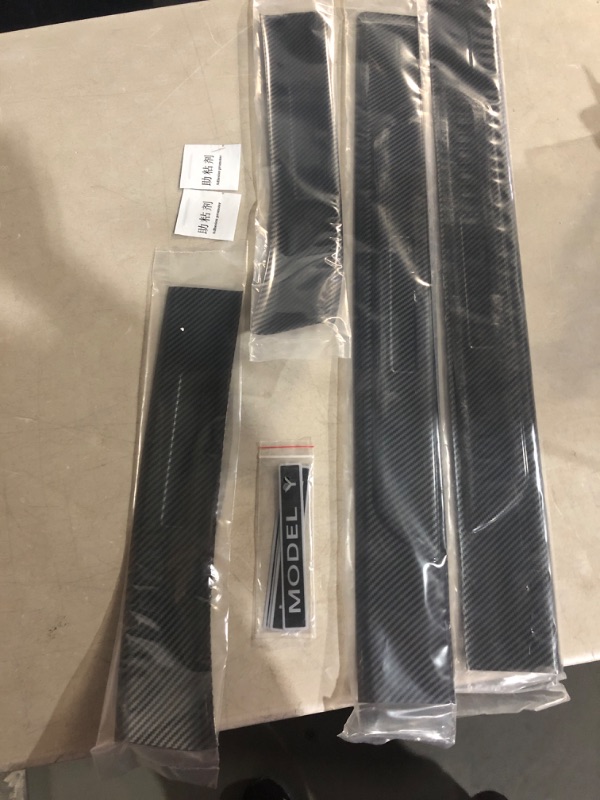 Photo 8 of for Tesla Model 3 Door Sill Protector, 4-Piece ABS Glossy Carbon Fiber Door Entry Protector Strips for Tesla Model 3 Accessories, Outer Side ID020-C-O Model 3 Glossy Carbon Fiber-Doorsill Outer