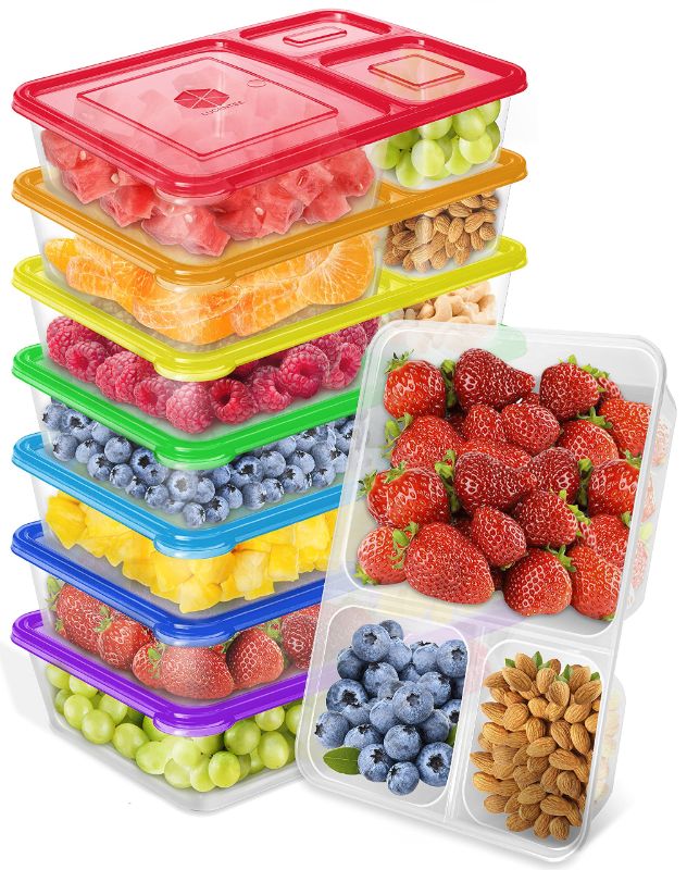 Photo 1 of **NON REFUNDABLE PACK OF 2**
LUCENTEE 7-Pack 3 compartment Snack Containers (14 total)