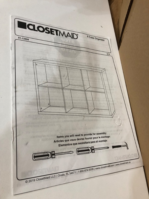 Photo 3 of **Damaged See Notes**
ClosetMaid 1109 6-Cube Storage Organizer, White 6 Cube 13.58"D x 43.98"W x 30"H