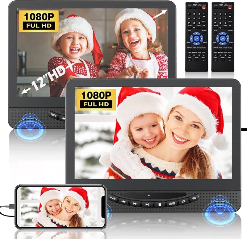 Photo 1 of 12" Dual Portable DVD Player for Car with 1080P HDMI Input