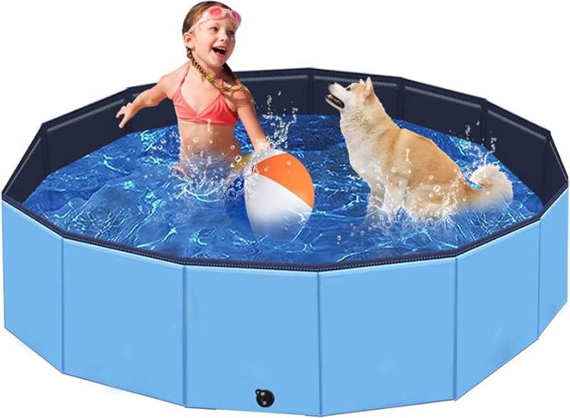 Photo 1 of **Damaged See Notes**
Foldable Dog Pool, 63" Kiddie Pool Hard Plastic