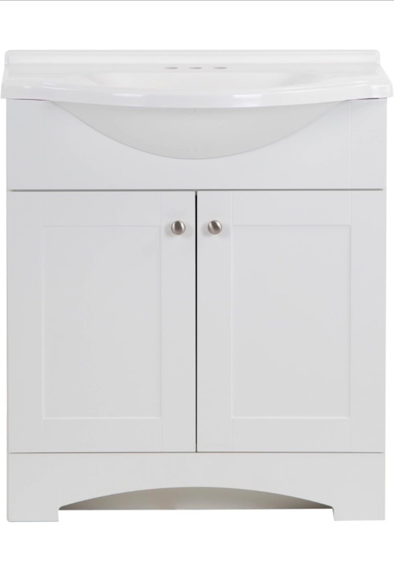 Photo 1 of **look at notes** Cabinets Zarna Bathroom Vanity with 2-Door Cabinet and White Drop-in Belly Bowl Sink Top