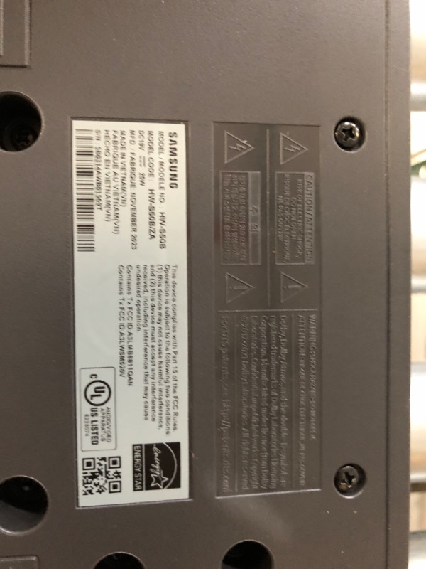 Photo 3 of UNABLE TO TEST - ITEM AS IS - LIKE NEW -SAMSUNG HW-S50B/ZA 3.0ch All-in-One Soundbar w/Dolby 5.1, DTS Virtual:X, Q Symphony, Built in Center Speaker, Adaptive Sound Lite, Bluetooth Multi Connection, 2022 Black HW-S50B Soundbar