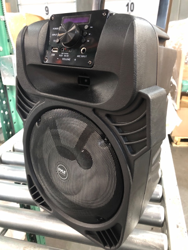 Photo 2 of 400W Portable Bluetooth PA Loudspeaker - 8” Subwoofer System, 4 Ohm/55-20kHz, USB/MP3/FM Radio/ ¼ Mic Inputs, Multi-Color LED Lights, Built-in Rechargeable Battery w/ Remote Control - Pyle PPHP844B